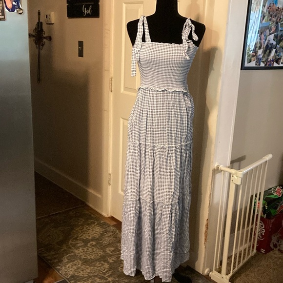 Anthropologie Dresses & Skirts - Bebop from Anthropologie blue and white gingham maxi NWT size XS